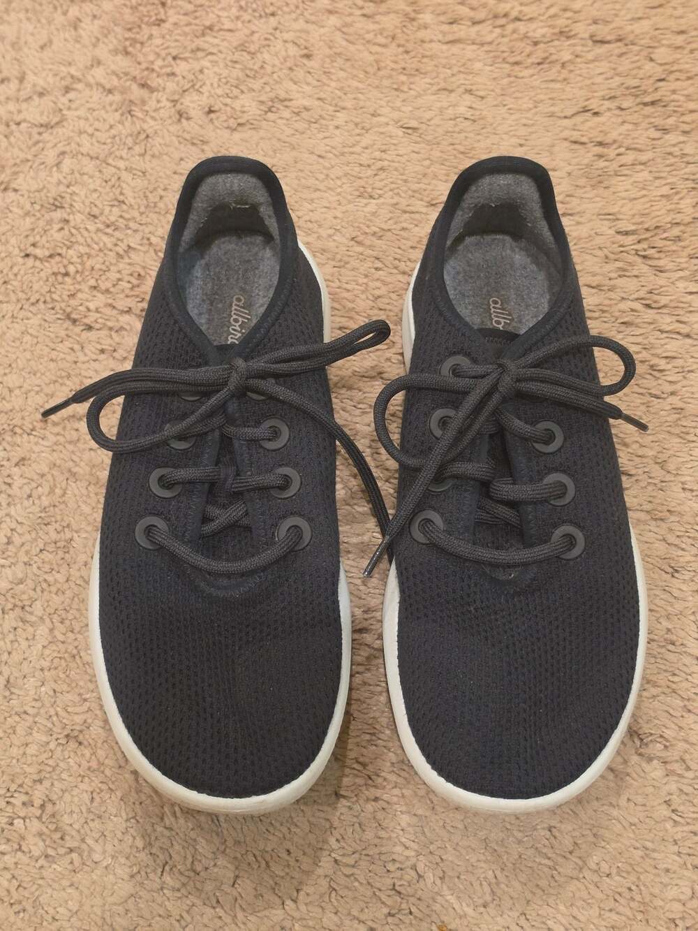 Allbirds Women's Tree Runner Sneakers - Black with White Sole, Size 10